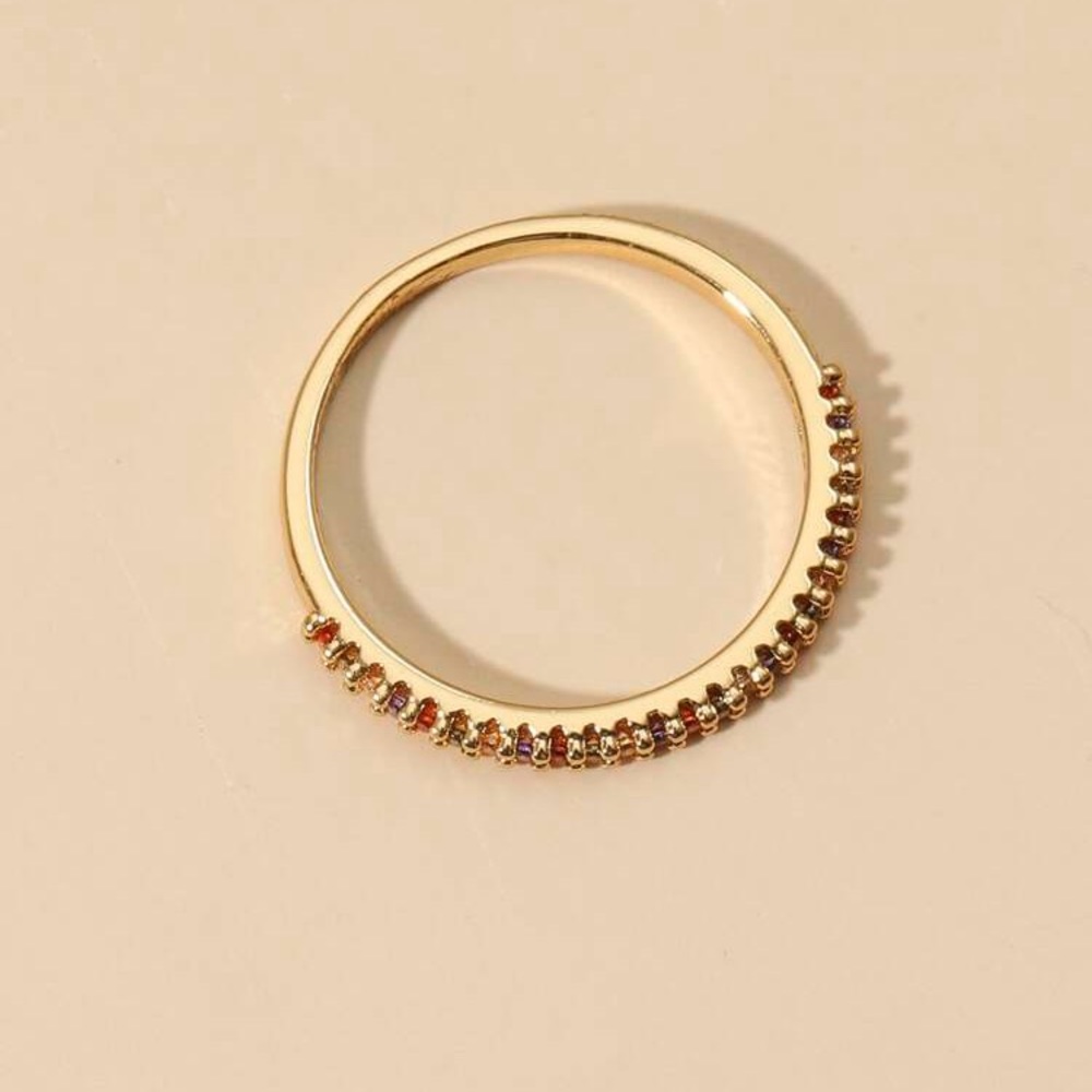 Gold band w/ multi-color gems - Picture 3 of 4